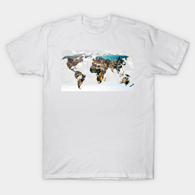 World map & town T-Shirt by Choulous79